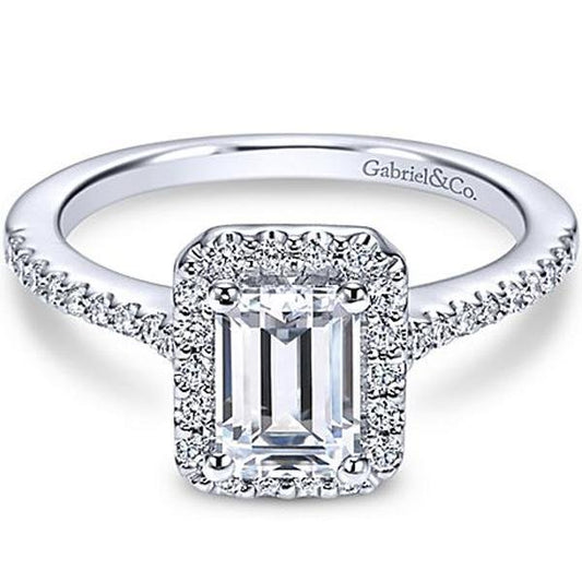 Gabriel Kelsey Emerald Cut Halo Diamond Engagement Ring