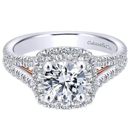 Gabriel & Co. "Perennial" Cushion Halo Diamond Engagement Ring