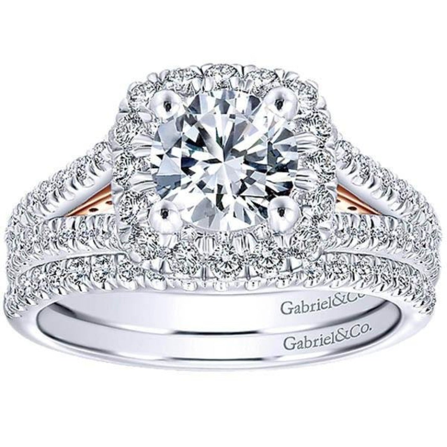 Gabriel & Co. "Perennial" Cushion Halo Diamond Engagement Ring