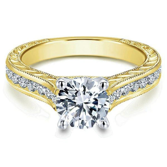 Gabriel & Co. "Abby" Engraved Cathedral Diamond Engagement Ring