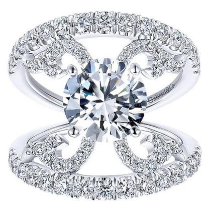 Gabriel & Co. "Riley" Split Shank Scrollwork Diamond Engagement Ring