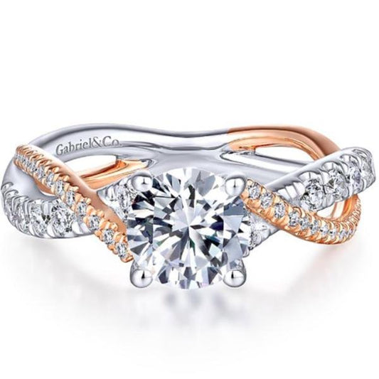 Gabriel "Sandrine" Bypass Twist Two-Tone Diamond Engagement Ring