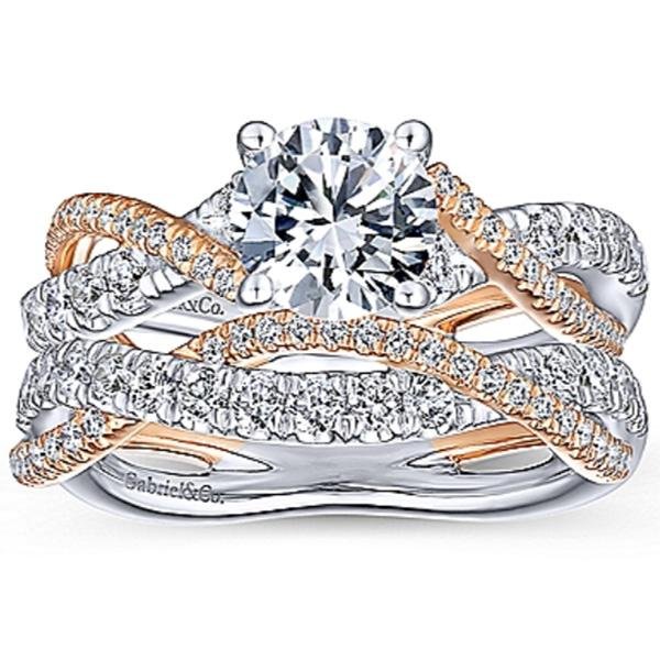 Gabriel "Sandrine" Bypass Twist Two-Tone Diamond Engagement Ring