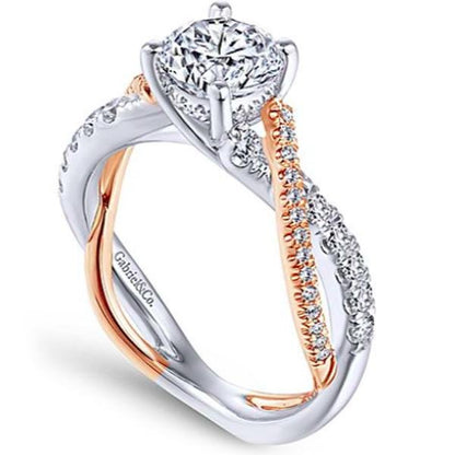 Gabriel "Sandrine" Bypass Twist Two-Tone Diamond Engagement Ring