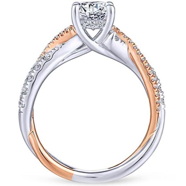 Gabriel "Sandrine" Bypass Twist Two-Tone Diamond Engagement Ring