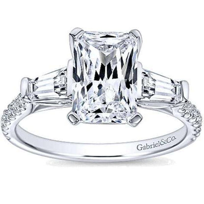 Gabriel "Sheryl" Emerald Cut & Tapered Baguette Diamond Engagement Ring