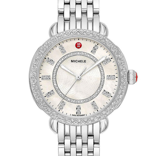 Michele Sidney Classic Stainless Steel Diamond Watch - MWW30B000001