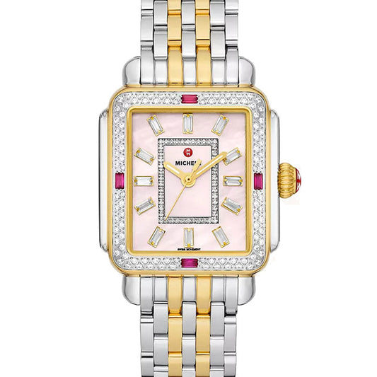 Michele Limited Edition Deco Two-Tone 18K Gold-Plated Ruby & Diamond Watch - MWW06T000254