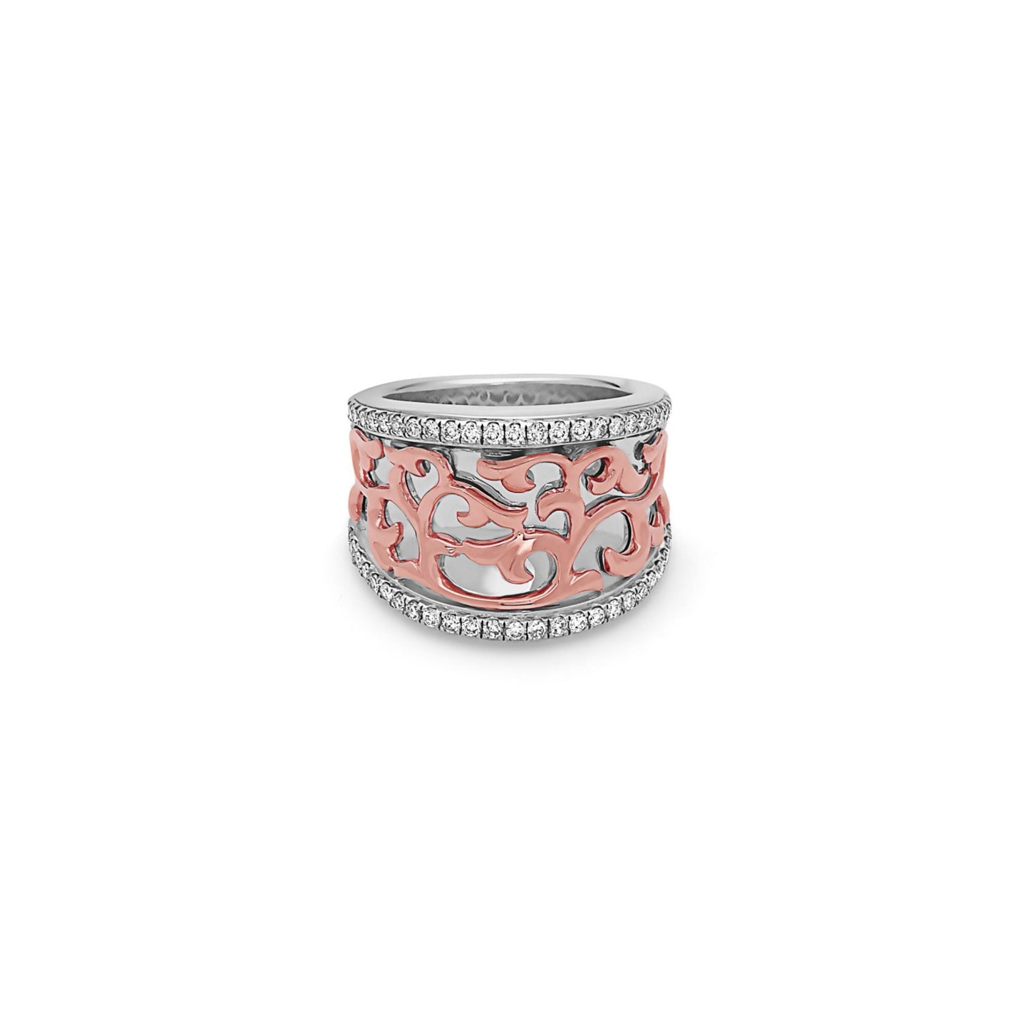 Silver Ivy Lace Concave Saddle Ring