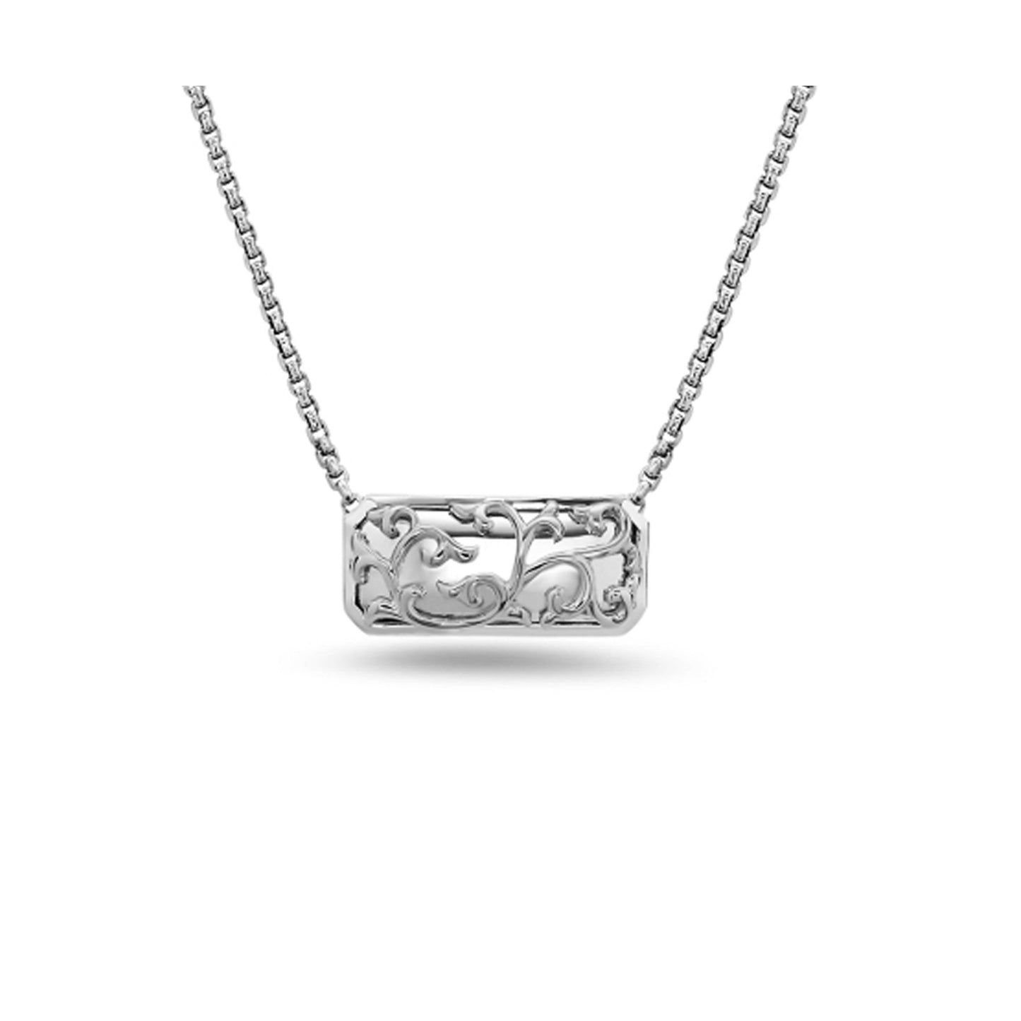 Silver Ivy Lace Bar Pendant