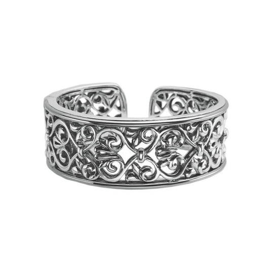 Silver Ivy Notched Cuff