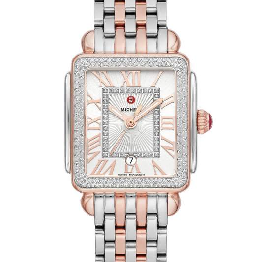 Michele Deco Madison Mid Two-Tone Pink Gold Diamond Watch-MWW06G000015