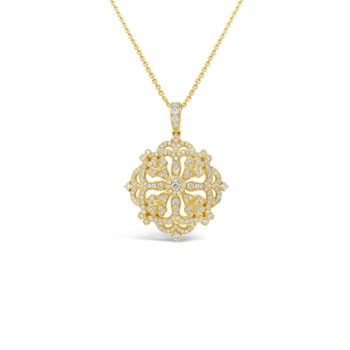 Diamond Pave Floral Amulet Pendant